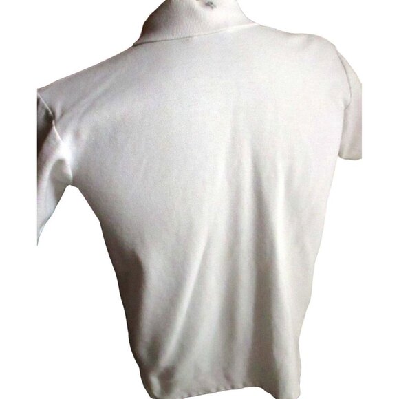 Vintage Mens Polo Shirt SMALL 80's Mens RUGGED WHITE COTTON KNIT Golf Tennis - Picture 7 of 7